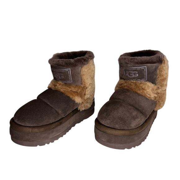 NWOB UGG RARE Chillapeak Brown Suede Fur Ankle Chunky Platform Boots Size 8 - Picture 5 of 12
